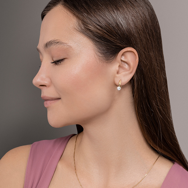Серьги из желтого золота с фианитами (арт. 112300ж) – изображение 3