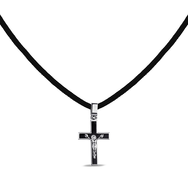 Колье на шнурке с серебряным крестиком (арт. 7307/7-3023.0.4) – изображение 1