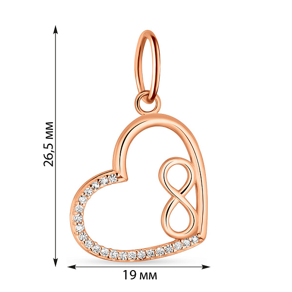 Підвіс з червоного золота з фіанітами  (арт. 424548) – зображення 3