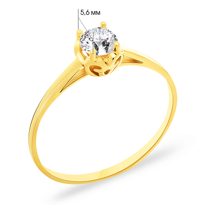 Золотое помолвочное кольцо с фианитом (арт. 140587ж)