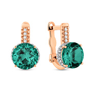 Золотые серьги с кварцем и фианитами (арт. 111100Пз)