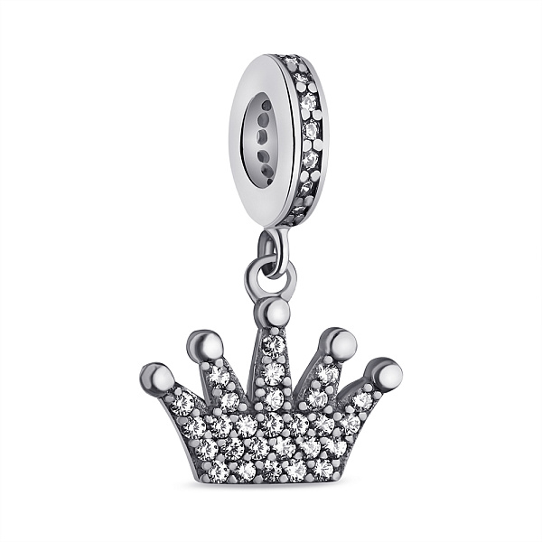 Серебряный шарм Корона с россыпью из фианитов (арт. 7903/П5Ф/7041) – изображение 1