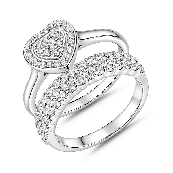 Двойное серебряное кольцо с фианитами (арт. 7501/8599) – изображение 1