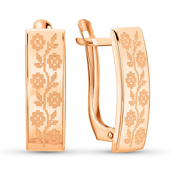 Золотые серьги с орнаментом (арт. 121824) – изображение 1
