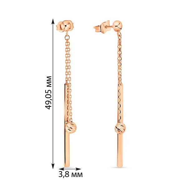 Золотые серьги-пусеты с длинной подвеской (арт. 108799) – изображение 2