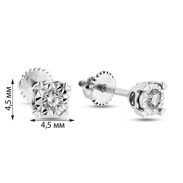 Золотые пусеты в белом цвете металла с бриллиантами  (арт. С341110015б) – изображение 3