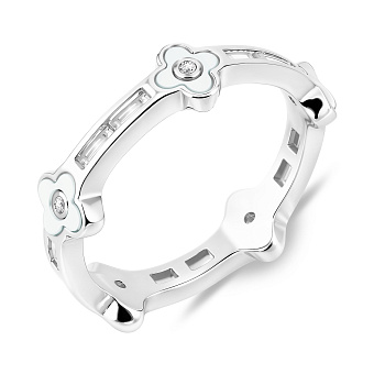 Серебряное кольцо Клевер с перламутром (арт. 7501/8471п)