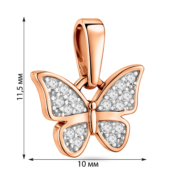 Золотая подвеска Бабочка с фианитами (арт. 440575) – изображение 4