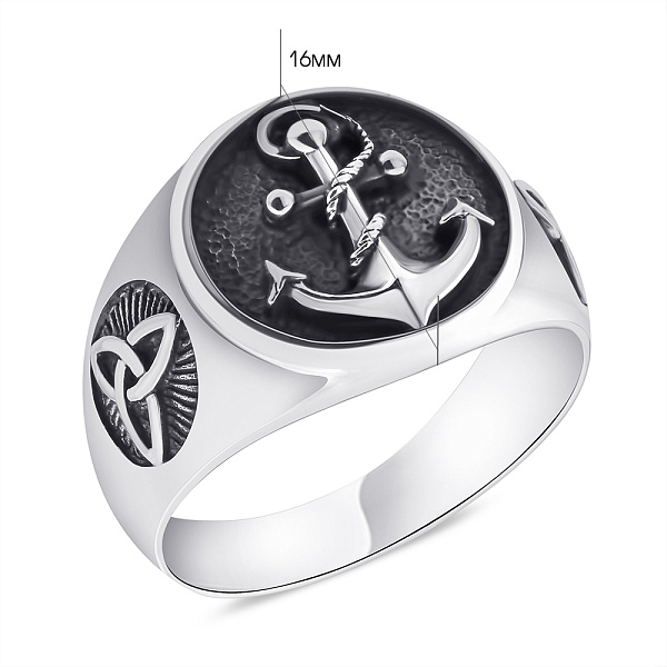 Печатка зі срібла "Якір" з чорнінням (арт. 7906/5787) – зображення 2