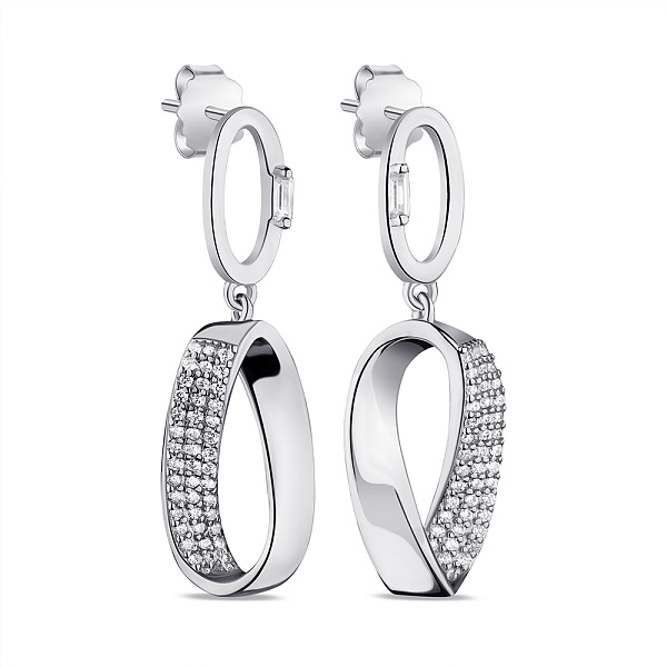 Серебряные серьги-пусеты с подвеской (арт. 7518/6677) – изображение 1