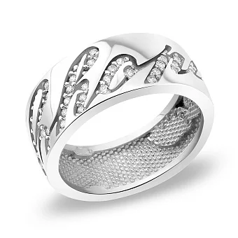 Каблучка з білого золота з фіанітами (арт. 152355б)