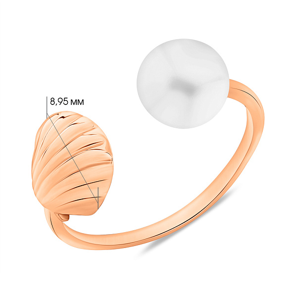 Золота незамкнена каблучка з перлиною (арт. 1401042) – зображення 7