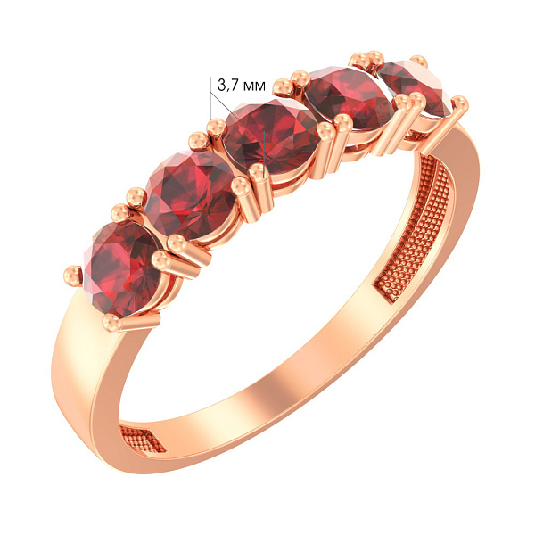 Золота каблучка з гранатом (арт. 141049Пк) – зображення 2