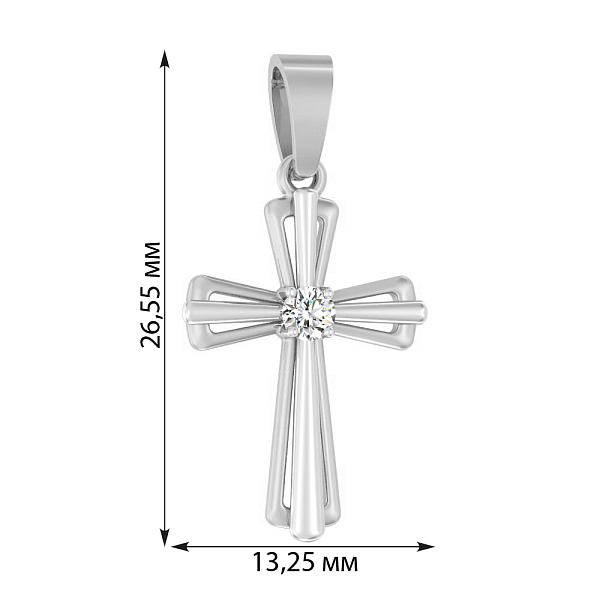 Хрестик з білого золота з діамантом (арт. П011024005б) – зображення 2