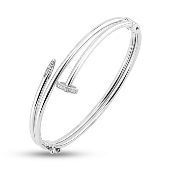 Фото Браслет Гвоздь из белого золота с фианитами (арт. 326877б)