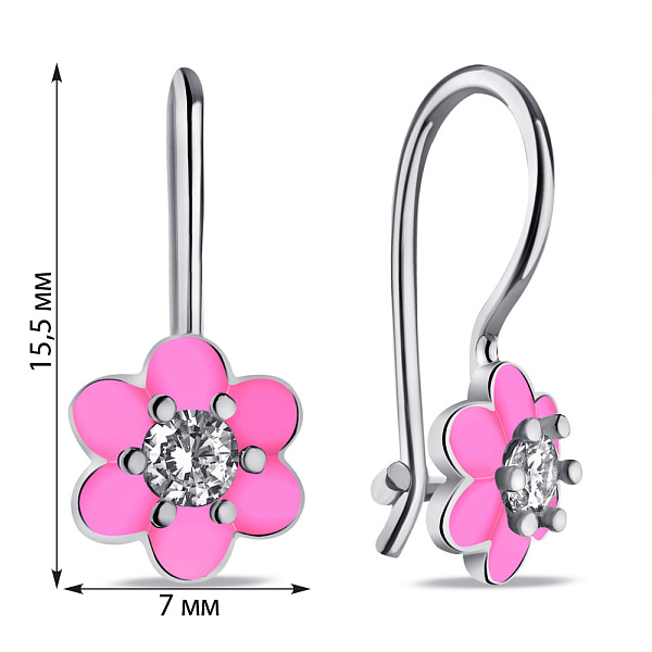 Серебряные детские серьги Цветок с фианитами (арт. 7502/9753ер) – изображение 2