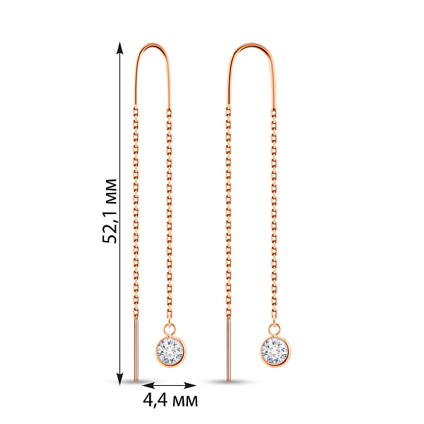 Золотые серьги-протяжки с фианитами (арт. C-SW1-11) – изображение 2