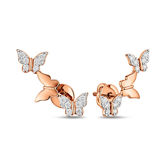 Золоті сережки-пусети Метелики з фіанітами (арт. 111228)