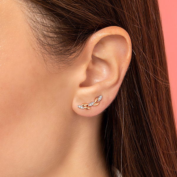 Золоті сережки клаймбери Колосок з діамантами (арт. С011787005) – зображення 2