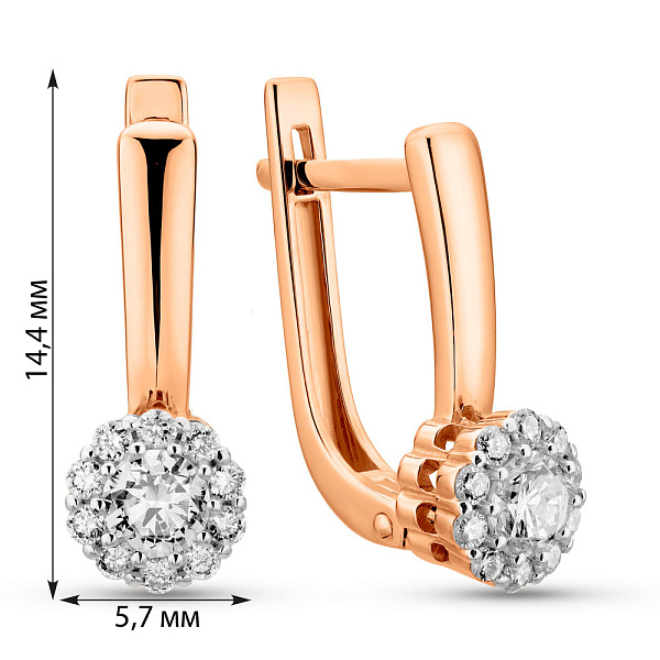 Серьги из красного золота с бриллиантами  (арт. С011313050) – изображение 2