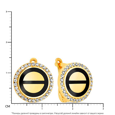 Золотые сережки с эмалью и фианитами (арт. 108506жеч)