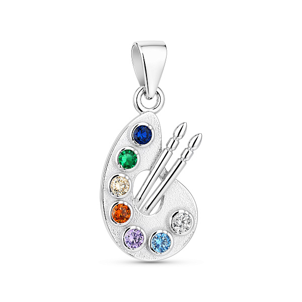 Серебряный кулон краски с фианитом и альпинитами (арт. 7503/540229ацв) – изображение 1