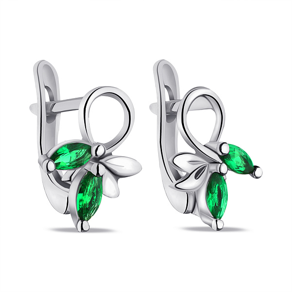 Серебряные серьги с зелеными фианитами (арт. 7502/С2ФИ/006) – изображение 1