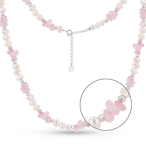 Срібне кольє з перлинами і з кварцом (арт. 7507/2184898жбПкр) – зображення 3