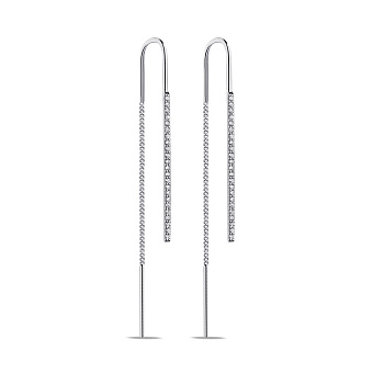 Довгі сережки-протяжки зі срібла з фіанітами (арт. 7502/С2Ф/1584)
