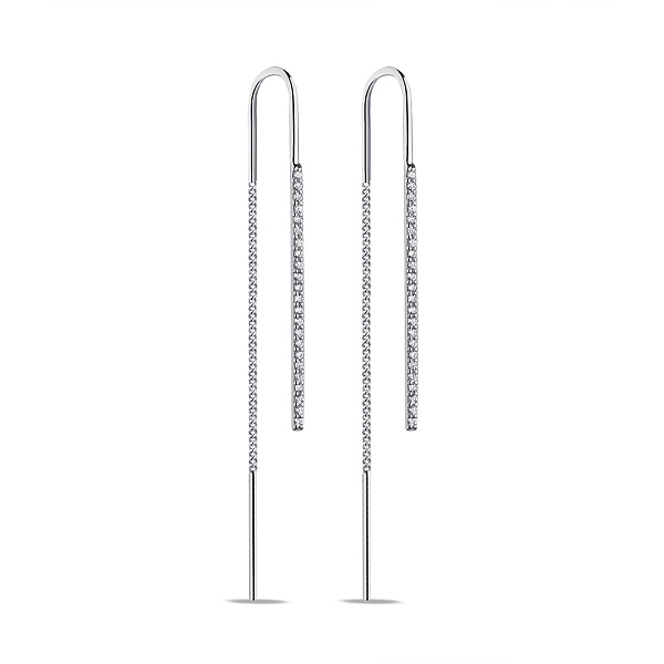 Довгі сережки-протяжки зі срібла з фіанітами (арт. 7502/С2Ф/1584) – зображення 1