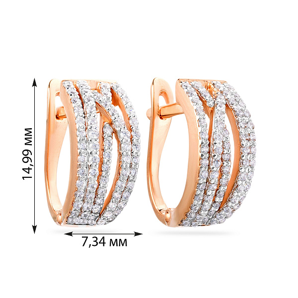 Золоті сережки з фіанітами Синергія (арт. 110188) – зображення 2