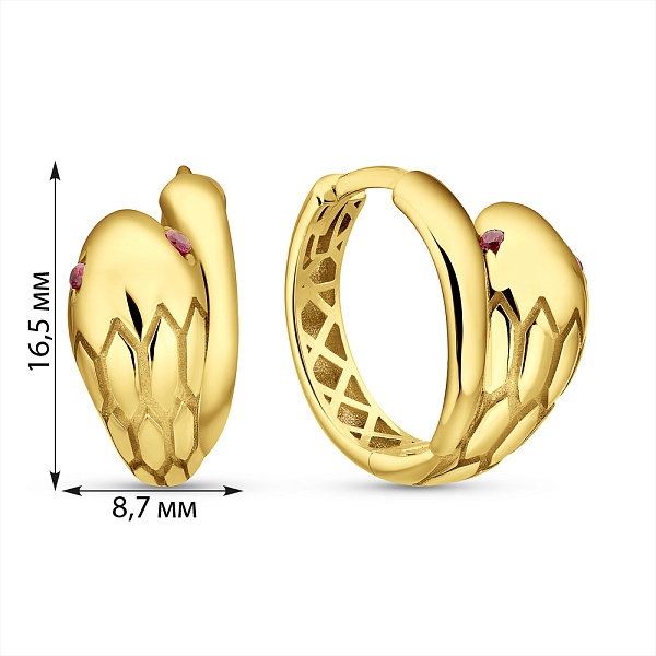 Золотые серьги Змея (арт. 1091933жмлн) – изображение 5