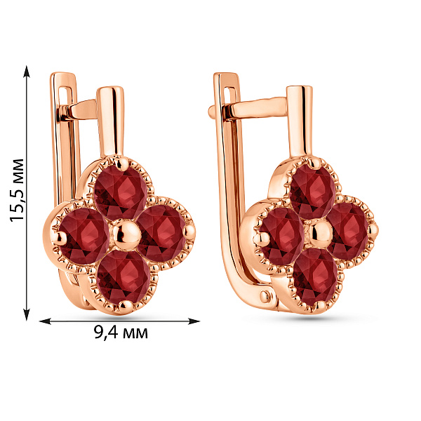 Сережки з червоного золота з гранатом (арт. 111246Пк) – зображення 3