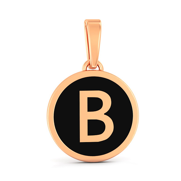 Кулон Буква В из красного золота с эмалью (арт. 440993еч) – изображение 1
