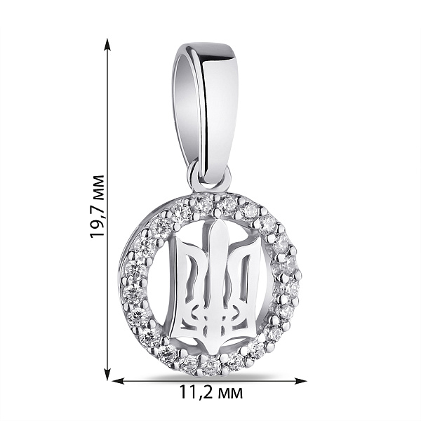 Срібний підвіс Тризуб-Герб України з фіанітами (арт. 7503/1917) – зображення 2