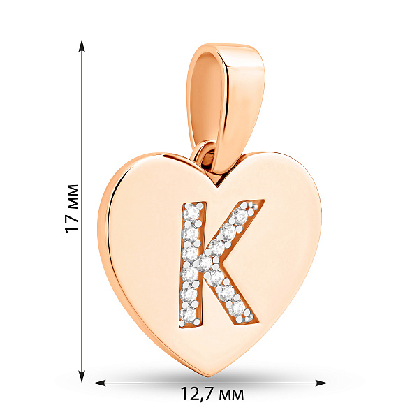 Золота підвіска Літера К з фіанітами (арт. 440985) – зображення 3