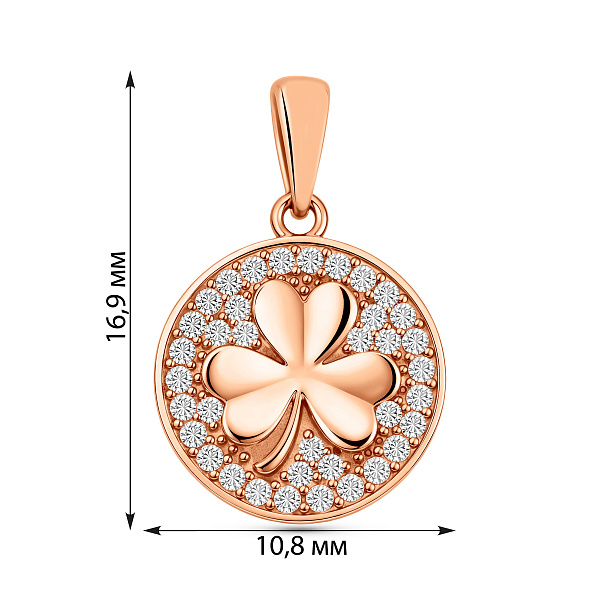 Кулон из красного золота с фианитами (арт. 4401018) – изображение 3