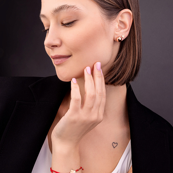Золотые серьги-пусеты Сердце (арт. 2002748101) – изображение 4