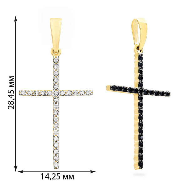 Золотой крестик двухсторонний с фианитами (арт. 440419жч) – изображение 2