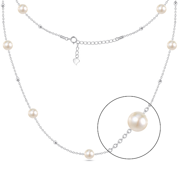 Серебряное колье с жемчужинами (арт. 7507/2688жб) – изображение 2