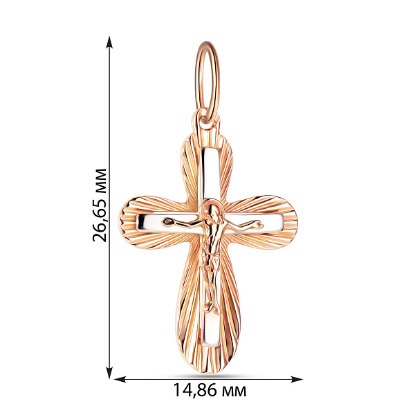 Хрестик з розп'яттям з червоного золота (арт. 506012кб) – зображення 2