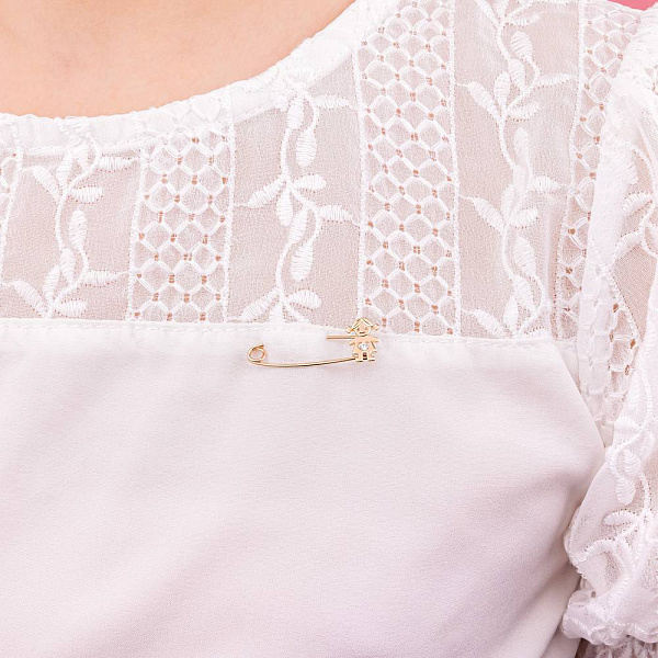 Булавка "Девочка" из золота с одним фианитом  (арт. 360112) – изображение 2