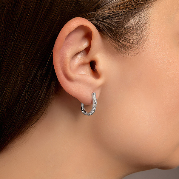 Серьги из белого золота с дорожкой из бриллиантов (арт. 2191505202) – изображение 3