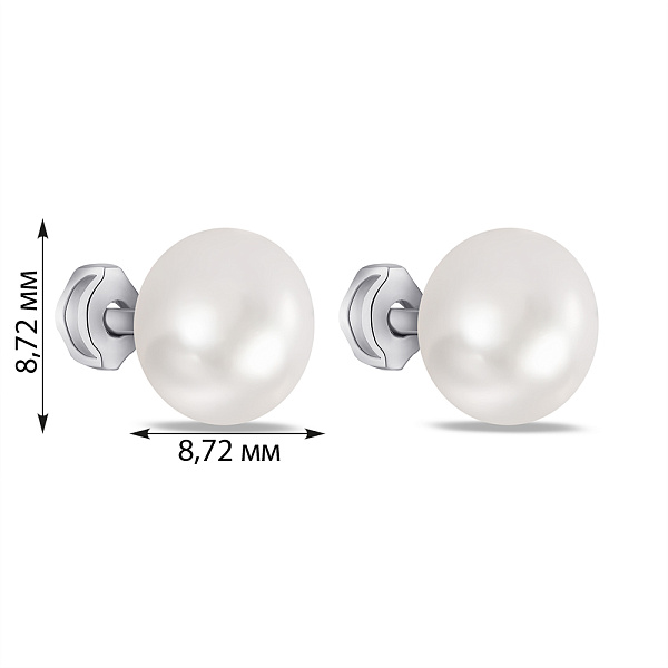 Серебряные серьги-пусеты с жемчугом (арт. 7518/624/3жбсп) – изображение 2