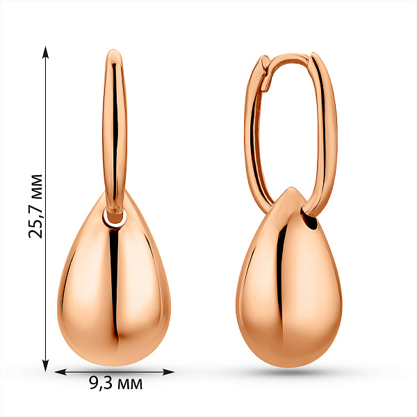 Сережки трансформери з червоного золота (арт. 1091945) – зображення 3
