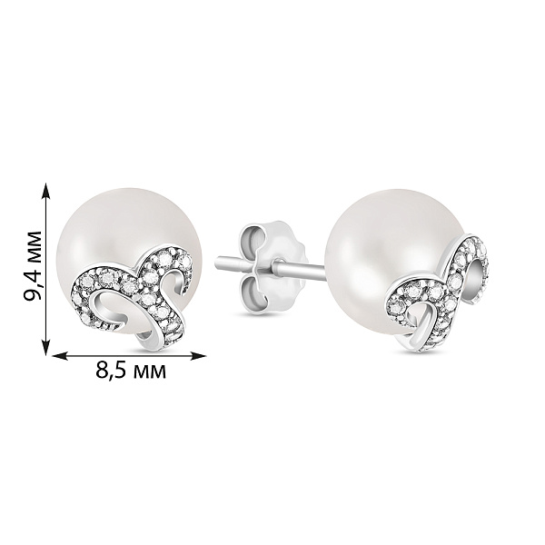 Золотые серьги с жемчугом и фианитами (арт. 105934бпрлб) – изображение 2