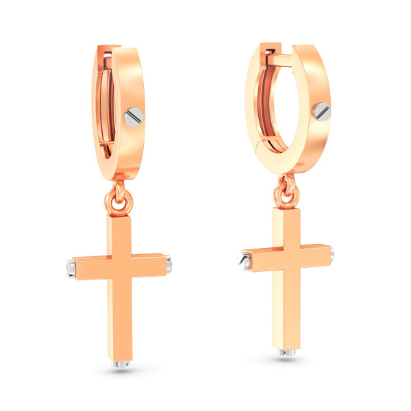 Золотые серьги с крестиками (арт. 1101098) – изображение 1