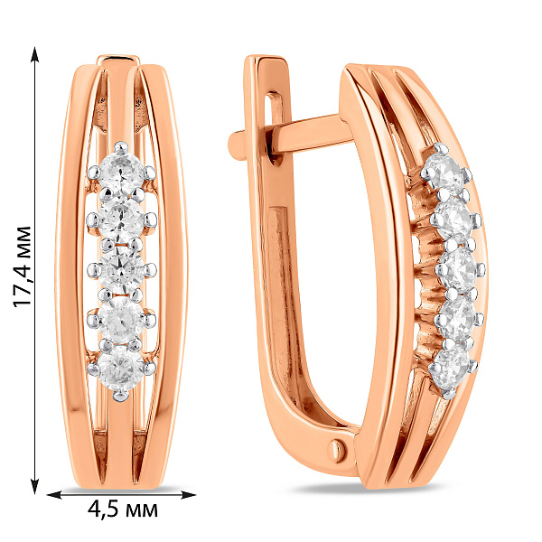 Золотые серьги с фианитами (арт. 111116) – изображение 4