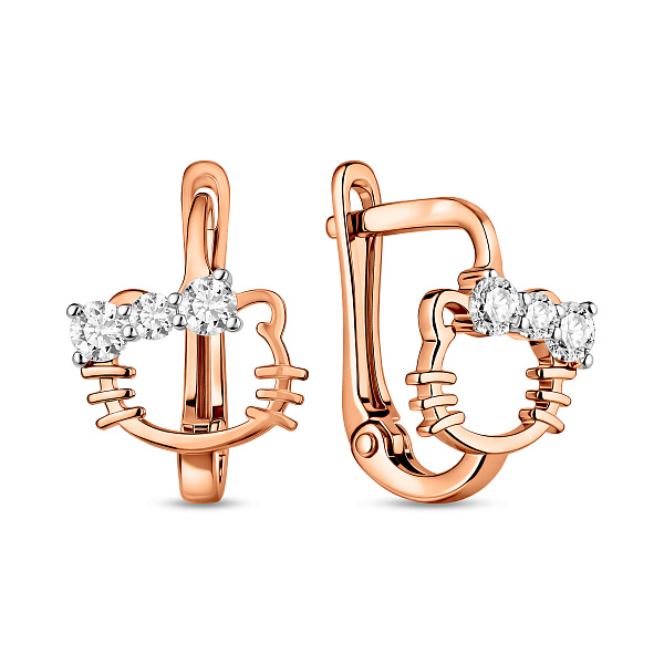 Дитячі сережки Кошенята з червоного золота (арт. 110918) – зображення 2