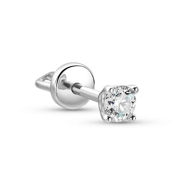 Золотая одиночная серьга-пусета с бриллиантом (арт. 2609874202Я) – изображение 1